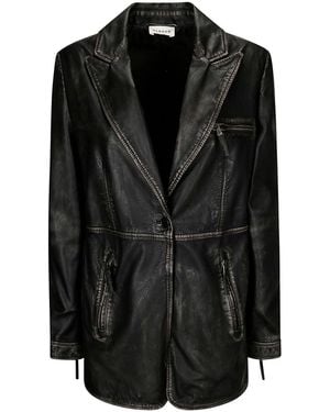 P.A.R.O.S.H. Peak-Lapel Leather Jacket - Black