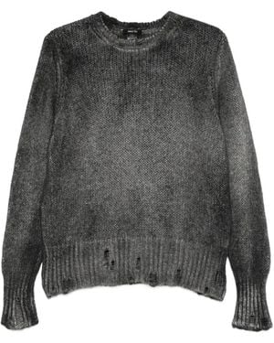 Avant Toi Distressed Mélange-Effect Jumper - Grey
