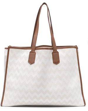 Eleventy Tote Bag Mit Zickzackmuster - Weiß