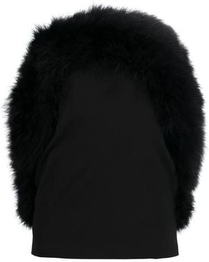 16Arlington Blaise Feather-Trimmed Strapless Mini Dress - Black