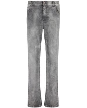 Balmain Straight Cotton Mid-Rise Jeans - Grey