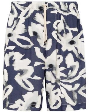 Laneus Floral-Print Drawstring-Fastening Shorts - Blue