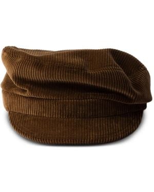 Prada Corduroy Cap Hat - Brown