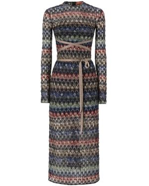 Missoni Midi Dress With Back Cut-Out Detail - Blue