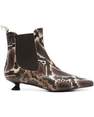 Pedro Miralles Snakeskin Pointed-Toe Boots - Brown