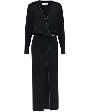The Attico Wrap-Front Split Maxi Dress - Black