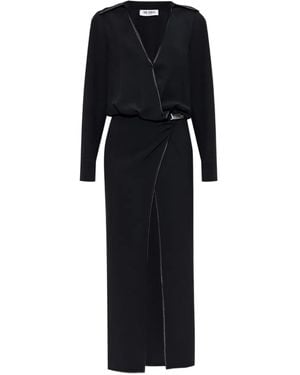 The Attico Wrap-Front Split Maxi Dress - Black