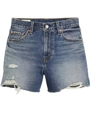 Levi's Distressed Frayed-Hem Shorts - Blue