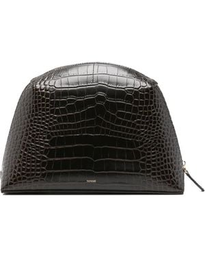 TOTEME Medium Clutch Met Krokodillen-Reliëf - Zwart