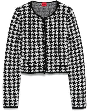 HUGO Houndstooth-pattern Cardigan - Black