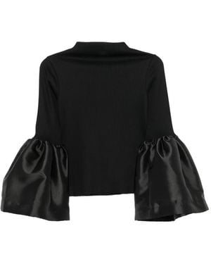 Marques'Almeida Puffed-Sleeve Ribbed-Knit Top - Black