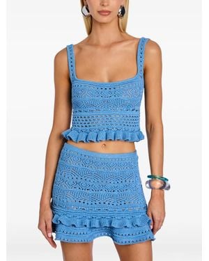 retroféte Florrie Crochet Ruffled Top - Blue