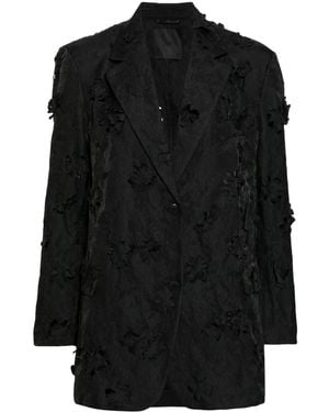 JNBY Floral-Appliqué Single-Breasted Blazer - Black