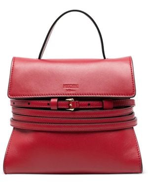 Moschino Tie Me Belt-Detail Top-Handle Mini Tote Bag - Red