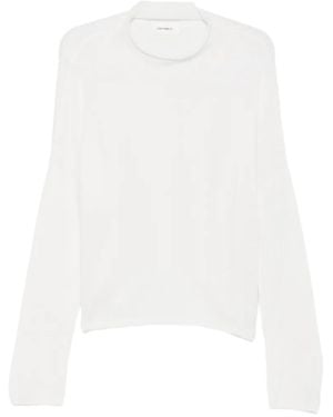 Lisa Yang High-Neck Drop-Shoulder Sweater - White