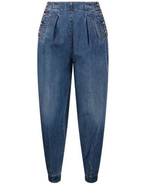 DARKPARK Button-Embellished Pleated Jeans - Blue
