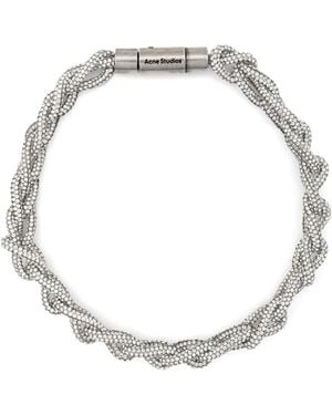 Acne Studios Crystal Cord Chocker Necklace - White