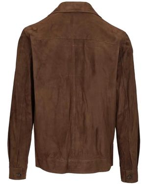 Blusotto Button Suede Overshirt - Brown