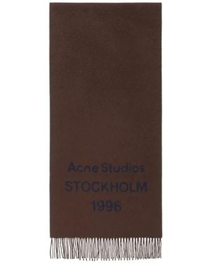 Acne Studios Schal Aus Wolle Mit Logo - Braun