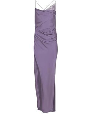 The Sei Cowl-Neck Lace-Trim Dress - Purple
