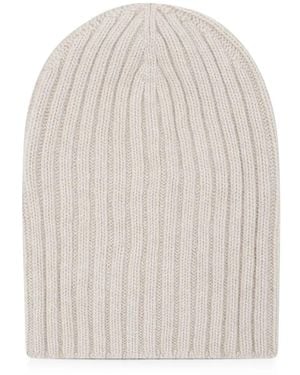 Aragona Ribbed-Knit Cashmere Beanie Hat - White