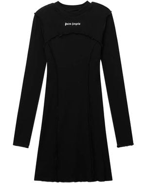 Palm Angels Logo Ribbed Mini Dress - Black