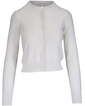 Kinross Cashmere Crew-Neck Cardigan - White