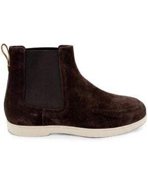 Moorer Suede-Finish Slip-On Chelsea Boots - Brown