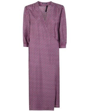 Laura Urbinati Paisley-Kleid mit Bindegürtel - Lila