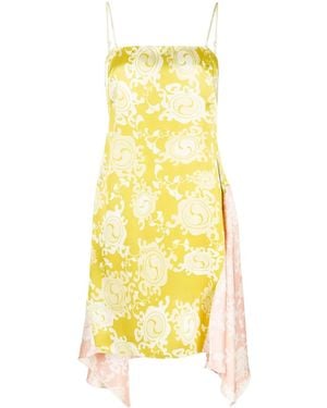 DSquared² Floral-Print Draped Dress - Yellow