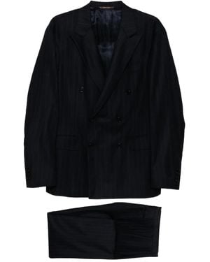 Canali Pinstripe Double-Breasted Suit - Black