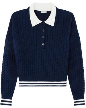 Paul & Shark Cable-Knit Polo Shirt - Blue