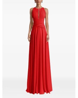 Gemy Maalouf Draped Crystal-Embellished Dress - Red