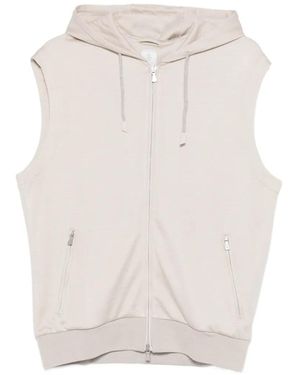 Eleventy Hooded Zip-Up Vest - White