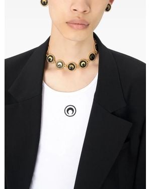 Marine Serre Crescent Moon Necklace - Black