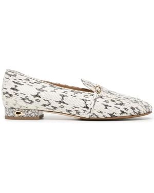 Jennifer Chamandi Snakeskin Print Loafers - White