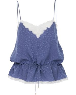 Chloé Lace-Trimmed Silk Cami Top - Blue