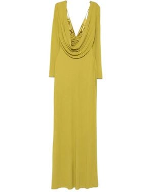 Elisabetta Franchi Cowl-Neck Long Dress - Yellow
