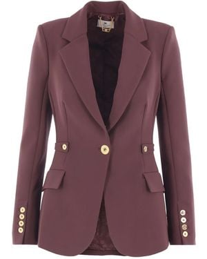 Elisabetta Franchi Fitted Tailored Jacket With-Tone Buttons - Purple