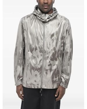 McQueen Logo-Print Hooded Jacket - Gray