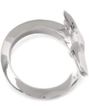 Trussardi Greyhound Open-Band Ring - White