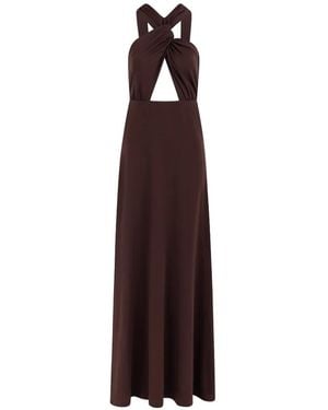 CAYET Naomi Twist-Detail Cutout Maxi Dress - Purple