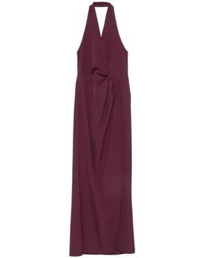 LE_RJTANGE® Pleated-Detail Halterneck Maxi Dress - Purple
