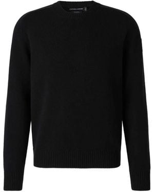 Canada Goose Logo-Patch Ribbed-Trim Sweater - Black