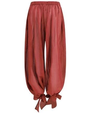 ANDAMANE Bow-Detail Elasticated-Waistband Trousers - Red