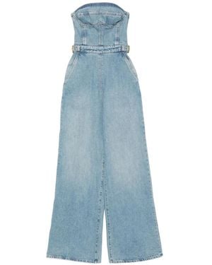 Elisabetta Franchi Bustier Denim Jumpsuit With Buckles - Blue