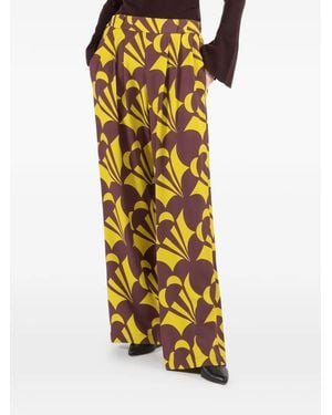 ODEEH Printed Pleated Trousers - Yellow