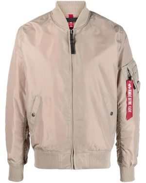 Alpha Industries Zip-Up Bomber Jacket - Natural