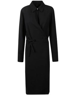 Pinko Tie-Waist Wrap Midi Dress - Black