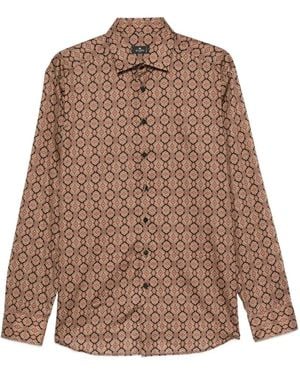 Etro Geometric-Print Shirt - Brown